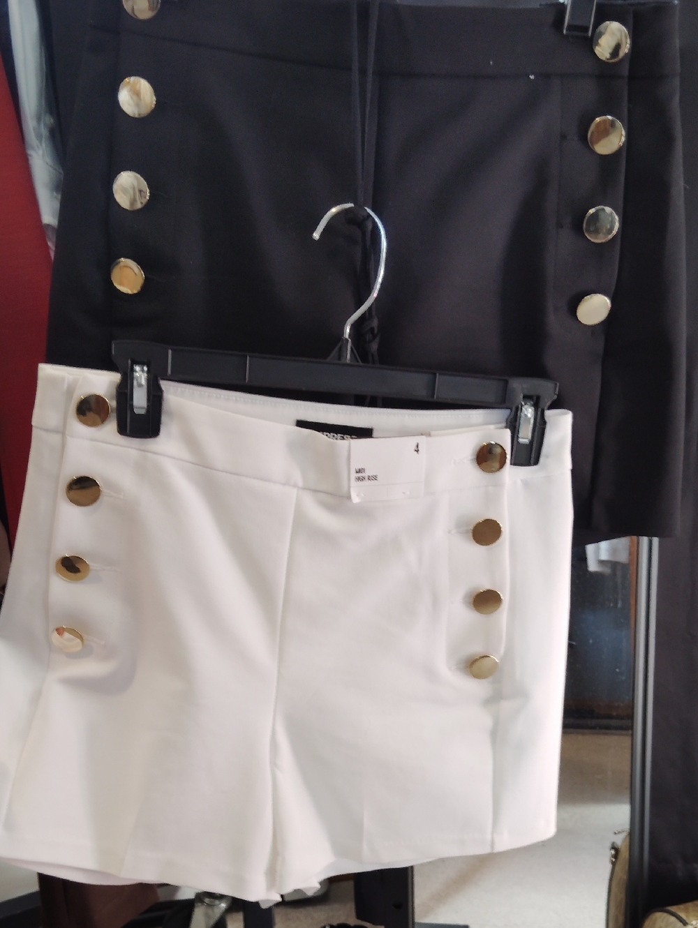 Express White Midi High-Rise Sailor Shorts 2 Pair, Black And White  NWT 4 $59 Ea